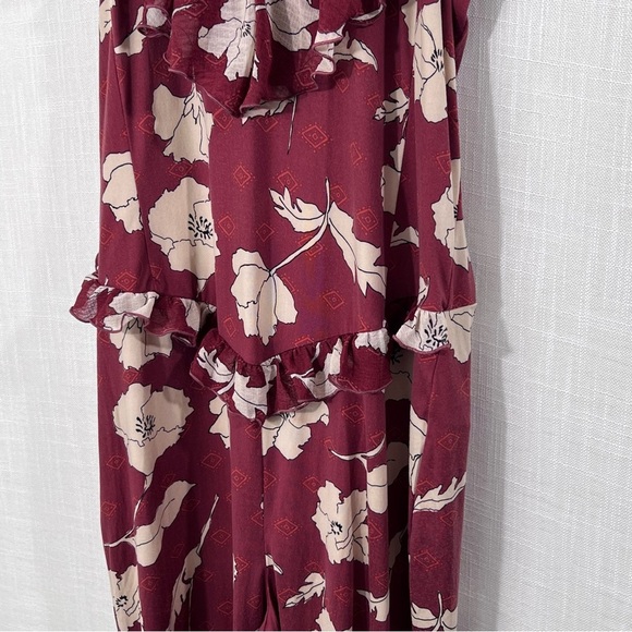 Free People Austyn Ruffle Floral Jumpsuit Coastal Cowgirl Bell Bottoms Sz L - Picture 9 of 15